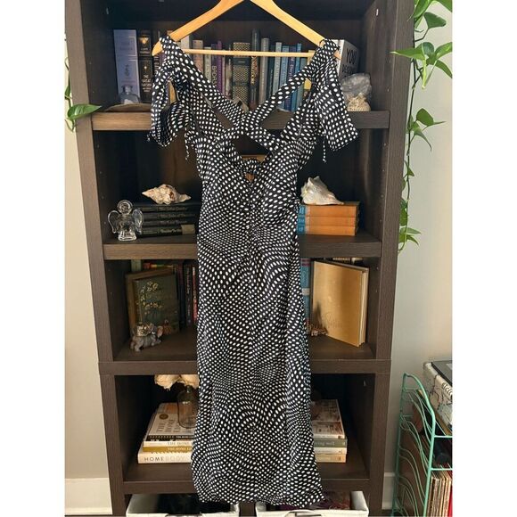 NWT For Love & Lemons Beth Black & White Polka Dot Midi Dress Size Small - Picture 6 of 12